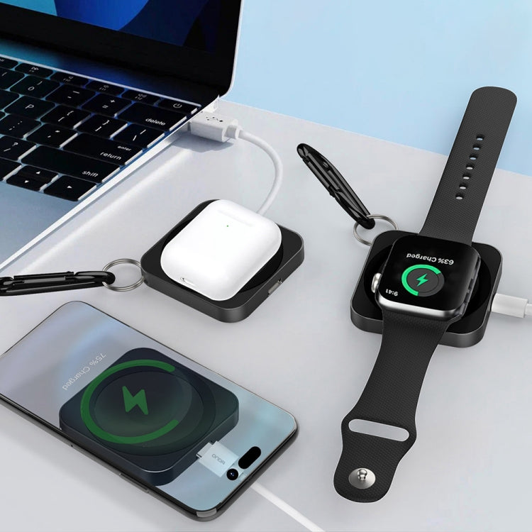 For iPhone / AirPods / iWatch Series 3 in 1 Portable Wireless Charger(Black) - Wireless Charger by PMC Jewellery | Online Shopping South Africa | PMC Jewellery | Buy Now Pay Later Mobicred