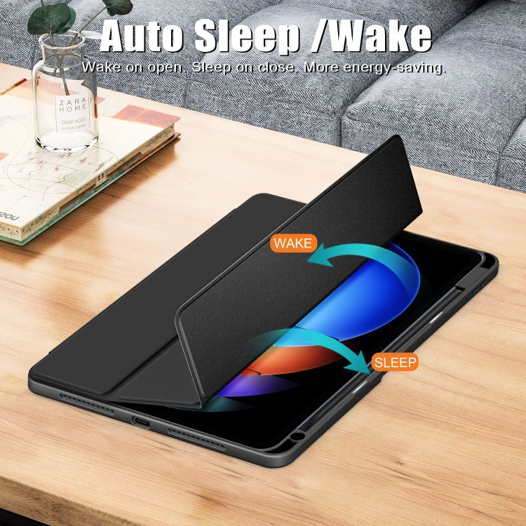 For Xiaomi Pad 6S Pro 12.4 Acrylic 3-Fold Solid Color Smart Leather Tablet Case(Black) - More Tablet Cases by PMC Jewellery | Online Shopping South Africa | PMC Jewellery