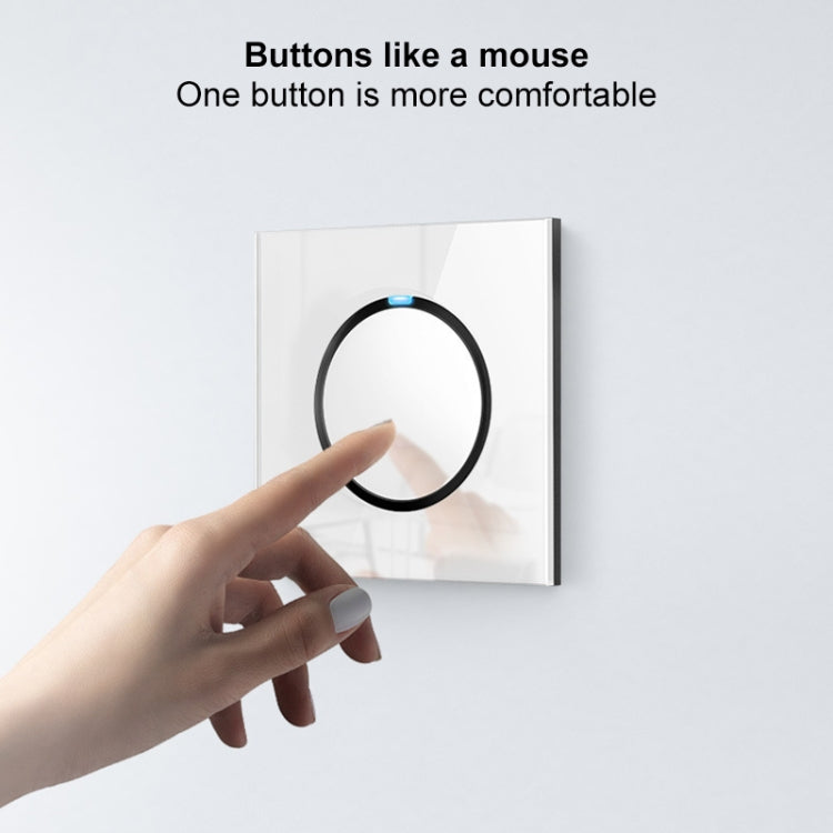 86mm Round LED Tempered Glass Switch Panel, White Round Glass, Style:Two Open Dual Control -  by PMC Jewellery | Online Shopping South Africa | PMC Jewellery | Buy Now Pay Later Mobicred