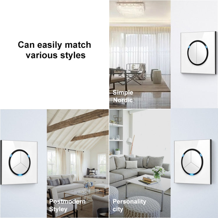 86mm Round LED Tempered Glass Switch Panel, White Round Glass, Style:Dual Computer Socket - free shipping - PMC Jewellery - Order now!