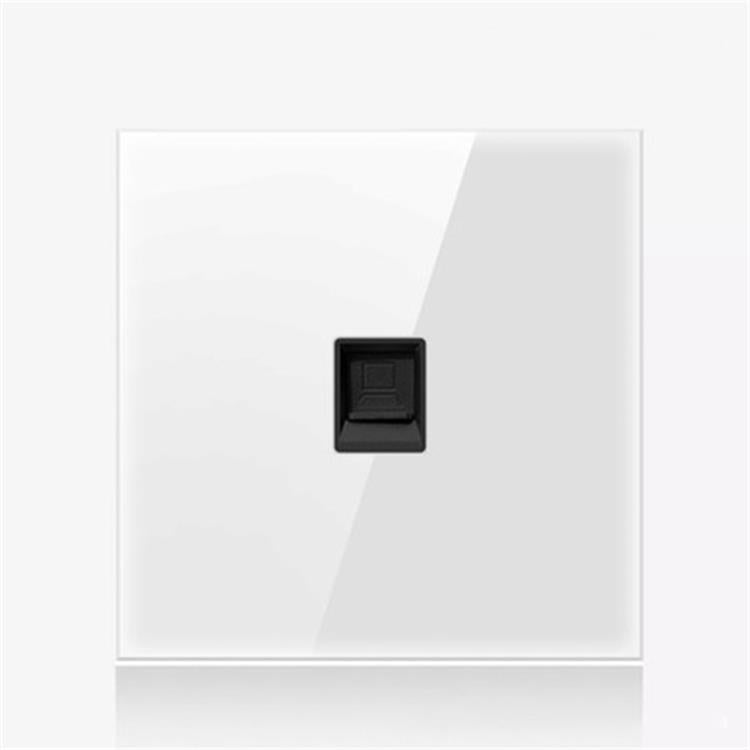 86mm Round LED Tempered Glass Switch Panel, White Round Glass, Style:Computer Socket -  by PMC Jewellery | Online Shopping South Africa | PMC Jewellery | Buy Now Pay Later Mobicred