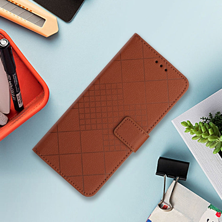 For Google Pixel 9 Pro Rhombic Grid Texture Leather Phone Case(Brown) - Google Cases by PMC TechLife | Online Shopping South Africa | PMC TechLife | Buy Now Pay Later Mobicred