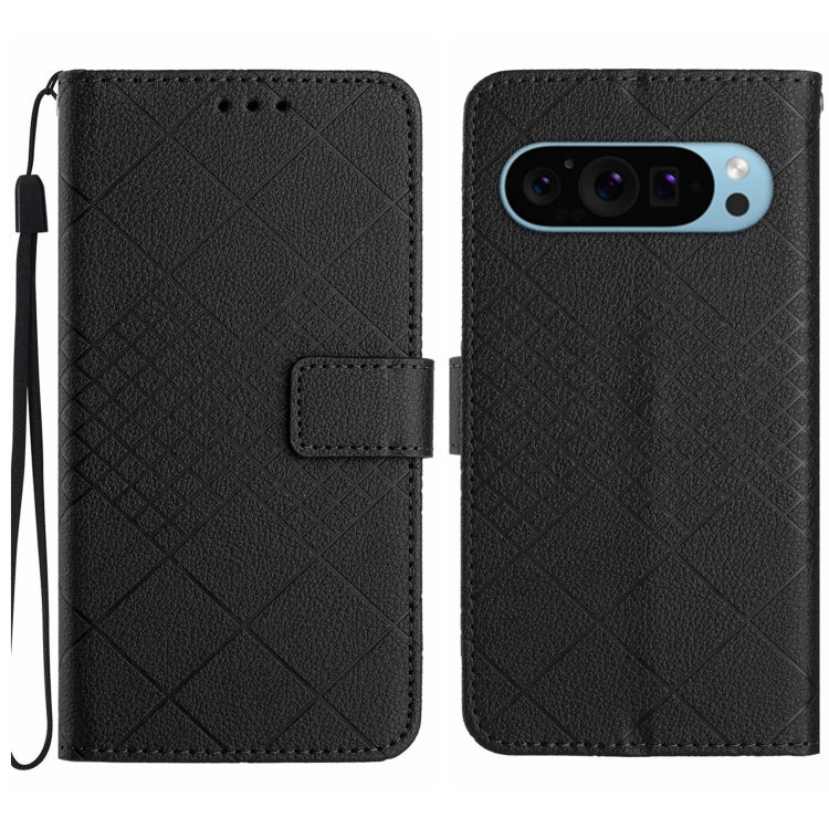 For Google Pixel 9 Rhombic Grid Texture Leather Phone Case(Black) - Google Cases by PMC TechLife | Online Shopping South Africa | PMC TechLife | Buy Now Pay Later Mobicred
