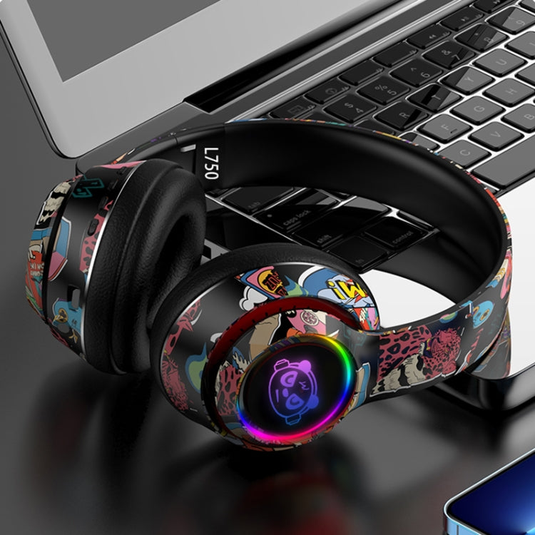 L750 3 in 1 RGB Graffiti Pattern Wireless Gaming Noise Reduction Headset(Black) - Headset & Headphone by PMC TechLife | Online Shopping South Africa | PMC TechLife | Buy Now Pay Later Mobicred