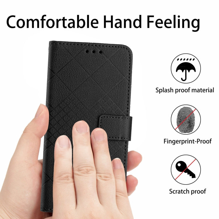 For Motorola Moto G Play 5G 2024 Rhombic Grid Texture Leather Phone Case(Black) - Motorola Cases by PMC Jewellery | Online Shopping South Africa | PMC Jewellery | Buy Now Pay Later Mobicred