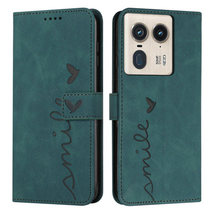 For Motorola Edge 50 Ultra Skin Feel Heart Embossed Leather Phone Case with Long Lanyard(Green) - Motorola Cases by PMC Jewellery | Online Shopping South Africa | PMC Jewellery | Buy Now Pay Later Mobicred