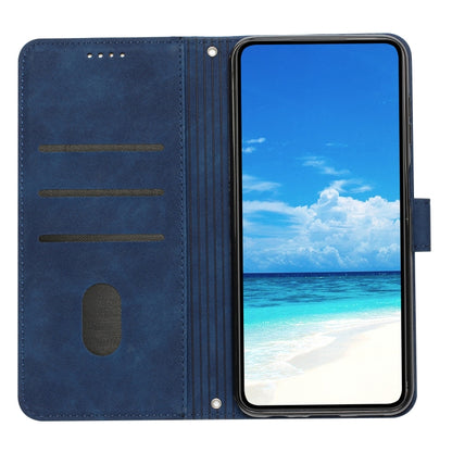 For OPPO Reno11 Pro Global Skin Feel Heart Embossed Leather Phone Case with Long Lanyard(Blue) - Reno11 Pro Cases by PMC Jewellery | Online Shopping South Africa | PMC Jewellery | Buy Now Pay Later Mobicred