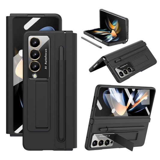 For Samsung Galaxy Z Fold4 PU + PC Full Coverage Phone Case with Pen/Pen Slots(Black) - Galaxy Z Fold4 5G Cases by PMC Jewellery | Online Shopping South Africa | PMC Jewellery