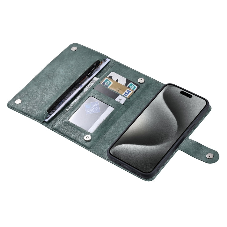 For iPhone 15 Pro ViLi GV Series MagSafe Magnetic Zipper Leather Phone Case(Green) - free shipping - PMC Jewellery - Order now!