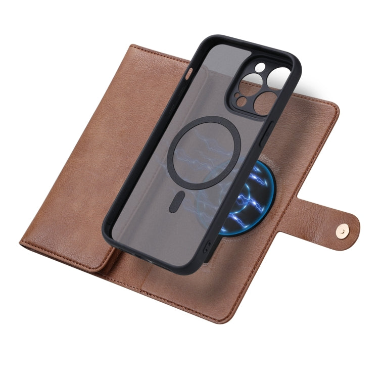 For iPhone 15 Plus ViLi GV Series MagSafe Magnetic Zipper Leather Phone Case(Brown) - free shipping - PMC Jewellery - Order now!