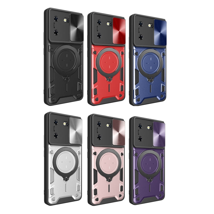 For Tecno Pova 5 CD Texture Sliding Camshield Magnetic Holder Phone Case(Red) - Tecno Cases by PMC TechLife | Online Shopping South Africa | PMC TechLife | Buy Now Pay Later Mobicred
