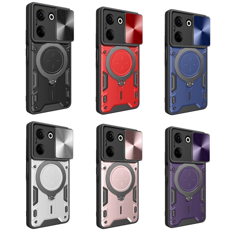 For Tecno Camon 20 4G / 20 Pro 4G CD Texture Sliding Camshield Magnetic Holder Phone Case(Purple) - Tecno Cases by PMC TechLife | Online Shopping South Africa | PMC TechLife | Buy Now Pay Later Mobicred