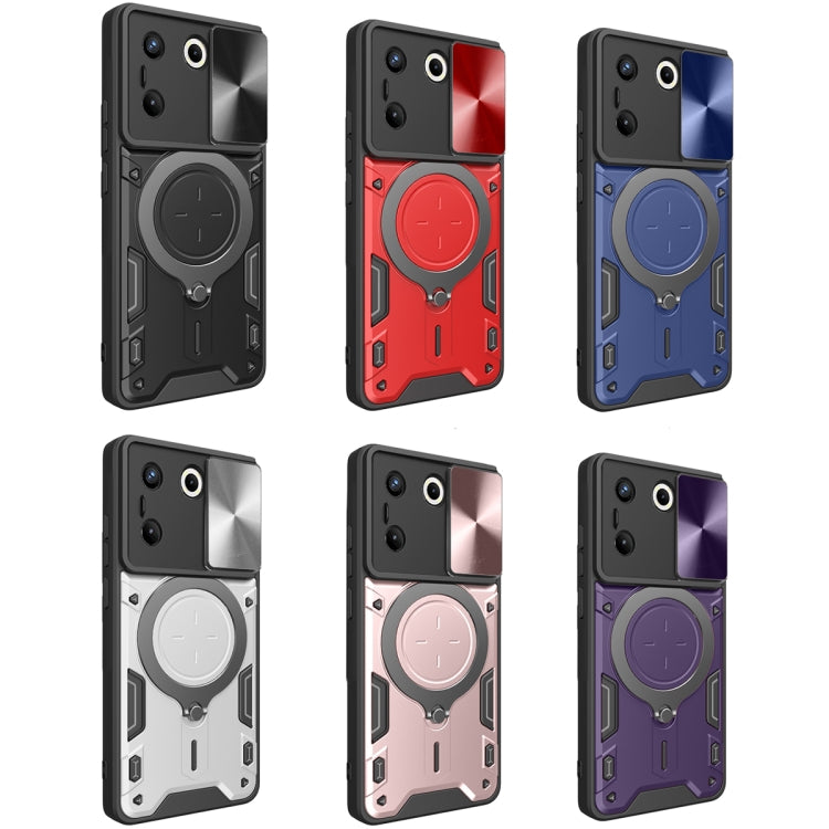 For Tecno Camon 20 Pro 5G CD Texture Sliding Camshield Magnetic Holder Phone Case(Black) - Tecno Cases by PMC TechLife | Online Shopping South Africa | PMC TechLife | Buy Now Pay Later Mobicred