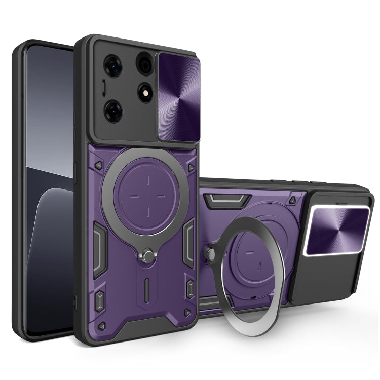 For Tecno Spark 10 Pro 4G CD Texture Sliding Camshield Magnetic Holder Phone Case(Purple) - Tecno Cases by PMC Jewellery | Online Shopping South Africa | PMC Jewellery | Buy Now Pay Later Mobicred