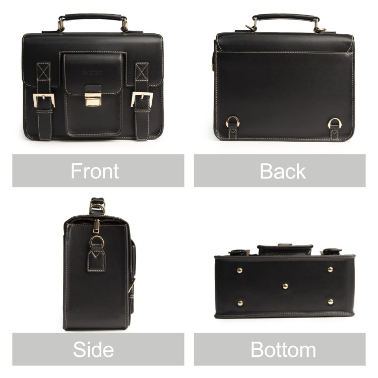 Cwatcun D83 Vintage Small Camera Case Leather Camera Messenger Bag, Size:30 x 21.5 x 12.5cm(Black) - free shipping - PMC TechLife - Order now!