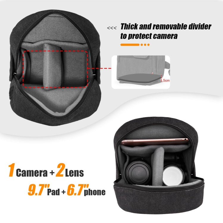 Cwatcun D93 Camera Bag Canvas Shoulder Bag, Size:21 x 14 x 30cm Black - Strap Satchel by Cwatcun | Online Shopping South Africa | PMC TechLife | Buy Now Pay Later Mobicred