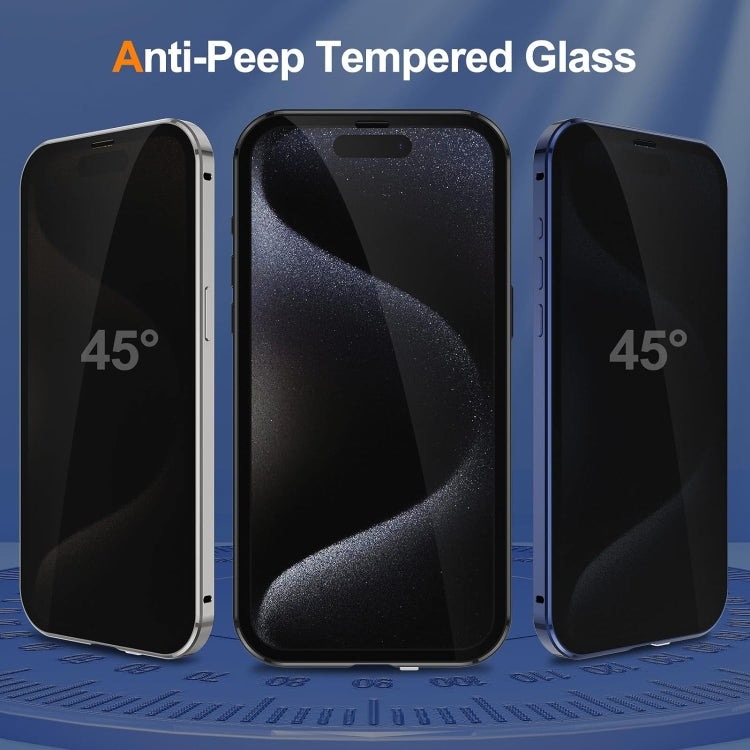 For iPhone 16 Plus Anti-peeping Magnetic Double-sided Tempered Glass Phone Case(Blue) - iPhone 16 Plus Cases by PMC Jewellery | Online Shopping South Africa | PMC Jewellery | Buy Now Pay Later Mobicred