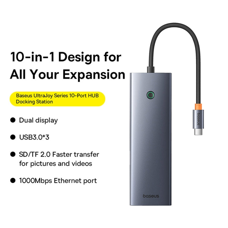 Baseus BS-OH161 UltraJoy Series 10 in 1 USB-C / Type-C Port HUB Docking Station(Space Grey) - USB HUB by Baseus | Online Shopping South Africa | PMC Jewellery
