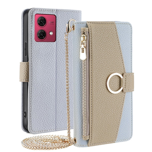 For Motorola Moto G84 5G Crossbody Litchi Texture Leather Phone Case(Blue) - Motorola Cases by PMC Jewellery | Online Shopping South Africa | PMC Jewellery | Buy Now Pay Later Mobicred