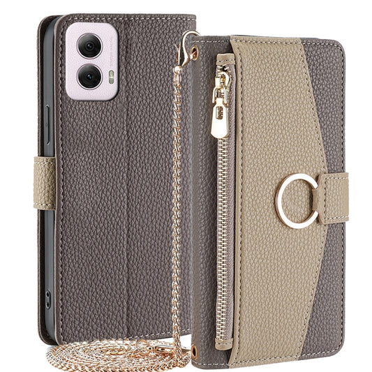 For Motorola Moto G Power 5G 2024 Crossbody Litchi Texture Leather Phone Case(Grey) - Motorola Cases by PMC Jewellery | Online Shopping South Africa | PMC Jewellery | Buy Now Pay Later Mobicred