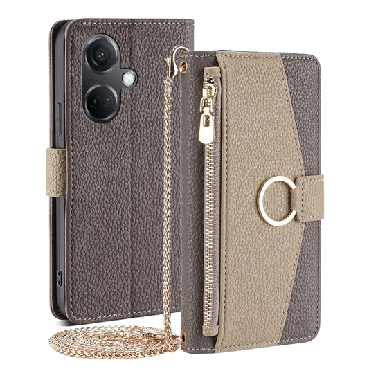 For OnePlus Nord CE3 5G Crossbody Litchi Texture Leather Phone Case(Grey) - OnePlus Cases by PMC Jewellery | Online Shopping South Africa | PMC Jewellery | Buy Now Pay Later Mobicred