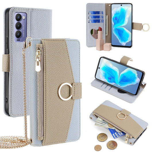 For Tecno Camon 18 / 18 P Crossbody Litchi Texture Leather Phone Case(Blue) - Tecno Cases by PMC Jewellery | Online Shopping South Africa | PMC Jewellery | Buy Now Pay Later Mobicred