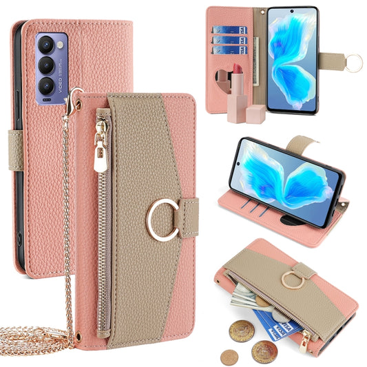 For Tecno Camon 18 / 18 P Crossbody Litchi Texture Leather Phone Case(Pink) - Tecno Cases by PMC Jewellery | Online Shopping South Africa | PMC Jewellery | Buy Now Pay Later Mobicred