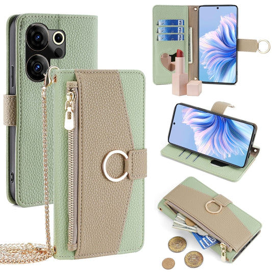 For Tecno Camon 20 Premier 5G Crossbody Litchi Texture Leather Phone Case(Green) - Tecno Cases by PMC Jewellery | Online Shopping South Africa | PMC Jewellery | Buy Now Pay Later Mobicred