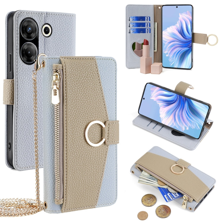 For Tecno Camon 20 Pro 5G Crossbody Litchi Texture Leather Phone Case(Blue) - Tecno Cases by PMC TechLife | Online Shopping South Africa | PMC TechLife | Buy Now Pay Later Mobicred