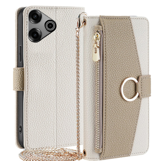 For Tecno Pova 6 Pro 5G Crossbody Litchi Texture Leather Phone Case(White) - Tecno Cases by PMC Jewellery | Online Shopping South Africa | PMC Jewellery | Buy Now Pay Later Mobicred