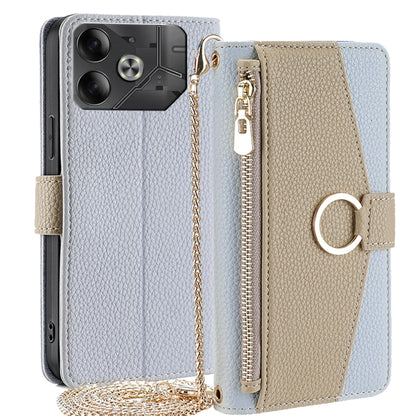 For Tecno Pova 6 5G Crossbody Litchi Texture Leather Phone Case(Blue) - Tecno Cases by PMC Jewellery | Online Shopping South Africa | PMC Jewellery | Buy Now Pay Later Mobicred