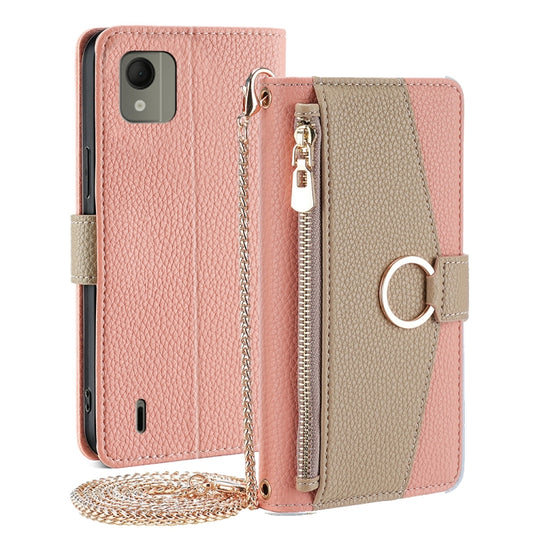 For Nokia C110 4G Crossbody Litchi Texture Leather Phone Case(Pink) - Nokia Cases by PMC Jewellery | Online Shopping South Africa | PMC Jewellery | Buy Now Pay Later Mobicred