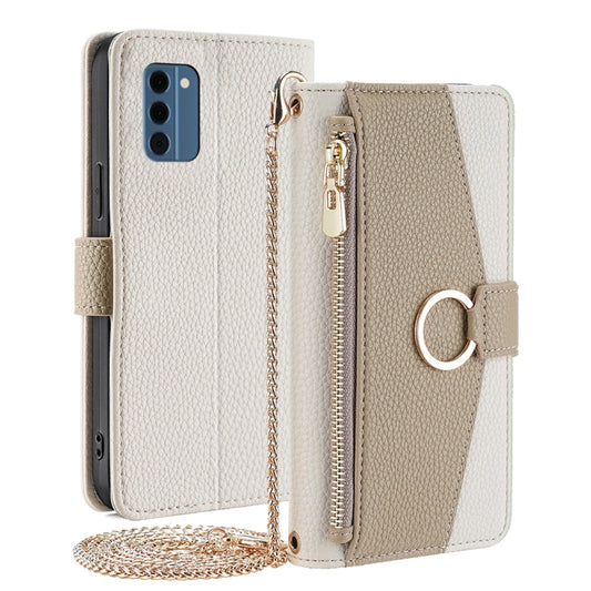 For Nokia C300 4G Crossbody Litchi Texture Leather Phone Case(White) - Nokia Cases by PMC Jewellery | Online Shopping South Africa | PMC Jewellery | Buy Now Pay Later Mobicred