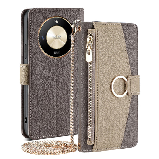 For Honor X50 5G Crossbody Litchi Texture Leather Phone Case(Grey) - Honor Cases by PMC Jewellery | Online Shopping South Africa | PMC Jewellery | Buy Now Pay Later Mobicred