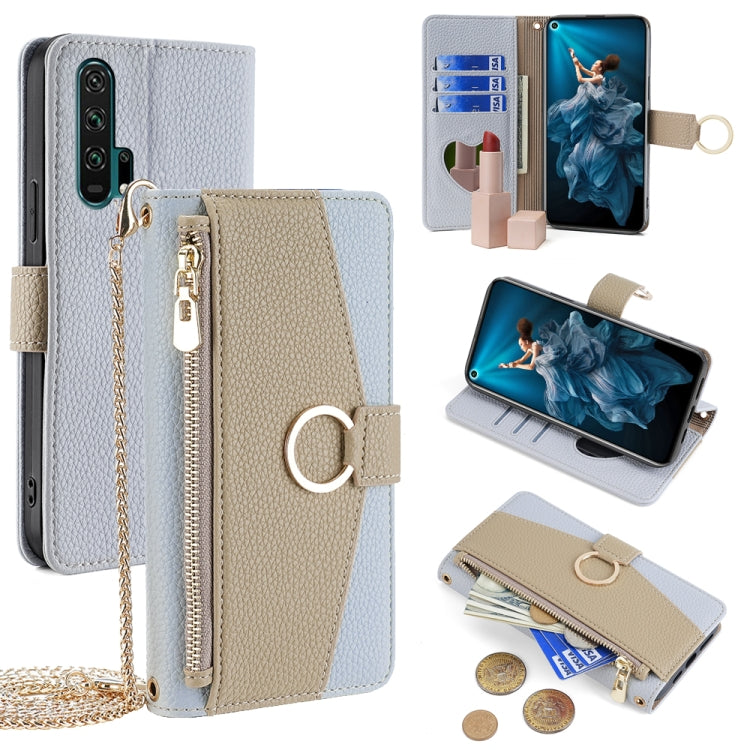 For Honor 20 Pro Crossbody Litchi Texture Leather Phone Case(Blue) - Honor Cases by PMC Jewellery | Online Shopping South Africa | PMC Jewellery | Buy Now Pay Later Mobicred