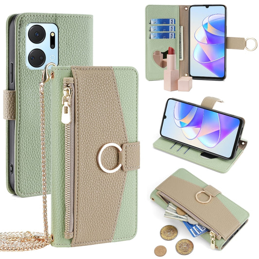 For Honor X7a Crossbody Litchi Texture Leather Phone Case(Green) - Honor Cases by PMC Jewellery | Online Shopping South Africa | PMC Jewellery | Buy Now Pay Later Mobicred