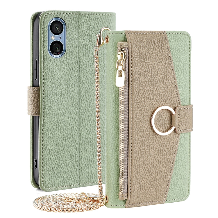 For Sony Xperia 5 V Crossbody Litchi Texture Leather Phone Case(Green) - Sony Cases by PMC TechLife | Online Shopping South Africa | PMC TechLife | Buy Now Pay Later Mobicred