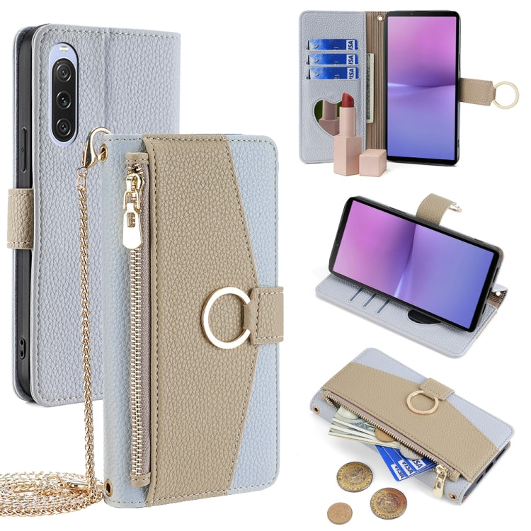 For Sony Xperia 10 V Crossbody Litchi Texture Leather Phone Case(Blue) - Sony Cases by PMC TechLife | Online Shopping South Africa | PMC TechLife | Buy Now Pay Later Mobicred