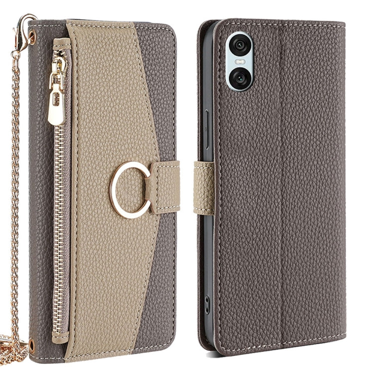 For Sony Xperia 10 VI Crossbody Litchi Texture Leather Phone Case(Grey) - Sony Cases by PMC TechLife | Online Shopping South Africa | PMC TechLife | Buy Now Pay Later Mobicred