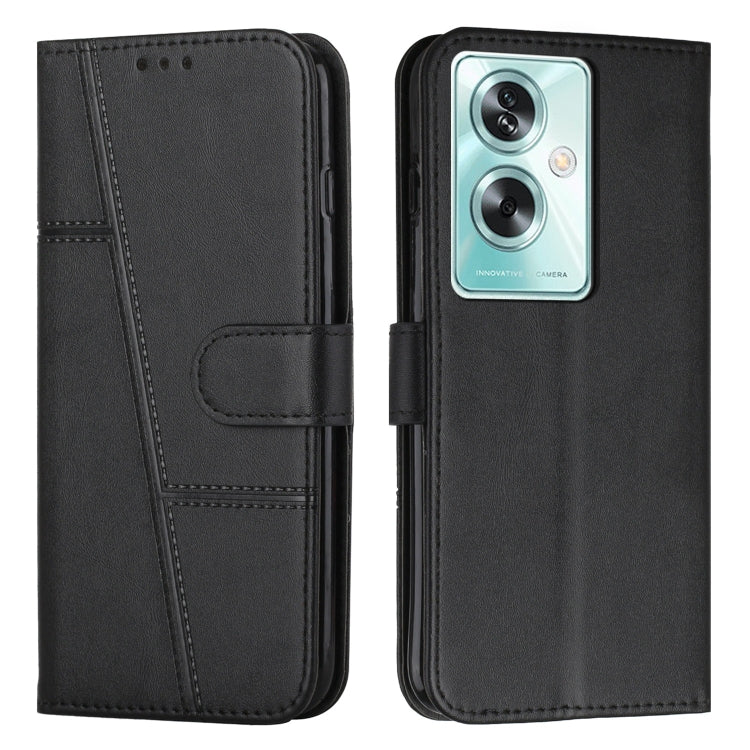 For OPPO A79 5G Stitching Calf Texture Buckle Leather Phone Case(Black) - OPPO Cases by PMC Jewellery | Online Shopping South Africa | PMC Jewellery | Buy Now Pay Later Mobicred