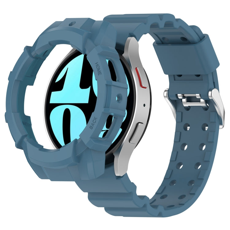 For Samsung Galaxy Watch 6 40mm Armor Silicone Watch Band + Watch Case Set(Blue) - Watch Bands by PMC TechLife | Online Shopping South Africa | PMC TechLife