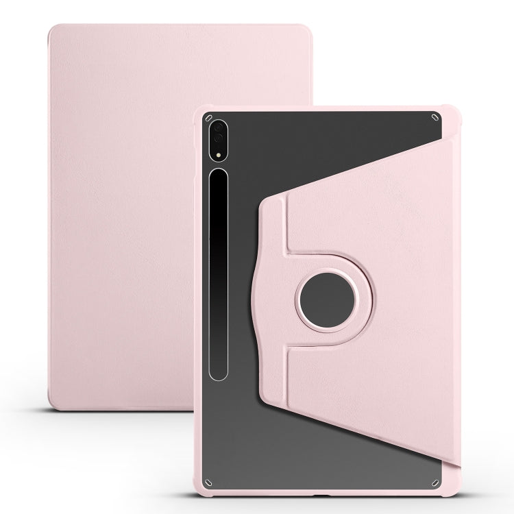 For Samsung Galaxy Tab S10+ / S9+ Acrylic 360 Degree Rotation Holder Tablet Leather Case(Sand Pink) - Galaxy Tab S9+ Cases by PMC Jewellery | Online Shopping South Africa | PMC Jewellery | Buy Now Pay Later Mobicred