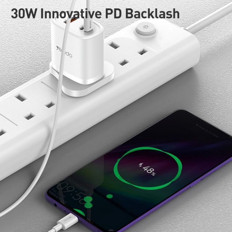 Yesido YC51 30W USB-C / Type-C + USB + 8 Pin Travel Charger with 1m Type-C to 8 Pin Cable, UK Plug(White) - USB Charger by Yesido | Online Shopping South Africa | PMC Jewellery | Buy Now Pay Later Mobicred