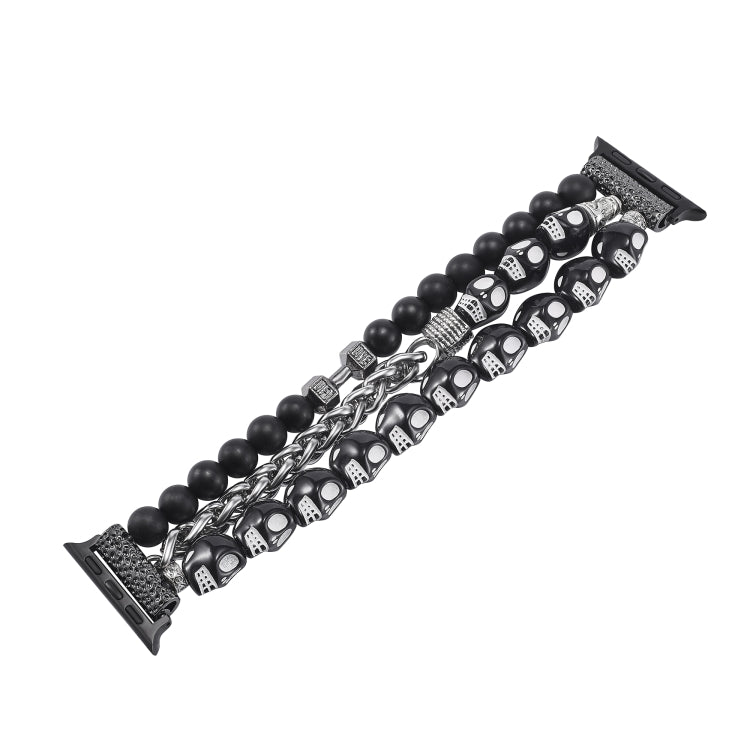 For Apple Watch Series 4 44mm Skull Beaded Watch Band(Black) - Watch Bands by PMC TechLife | Online Shopping South Africa | PMC TechLife