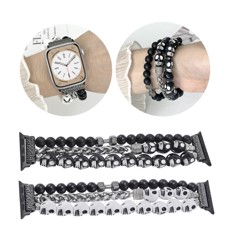 For Apple Watch Series 6 44mm Skull Beaded Watch Band(White) - Watch Bands by PMC TechLife | Online Shopping South Africa | PMC TechLife