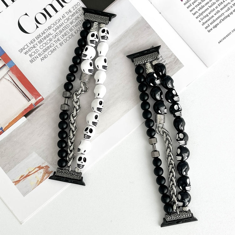 For Apple Watch Series 8 41mm Skull Beaded Watch Band(Black) - free shipping - PMC TechLife - Order now!