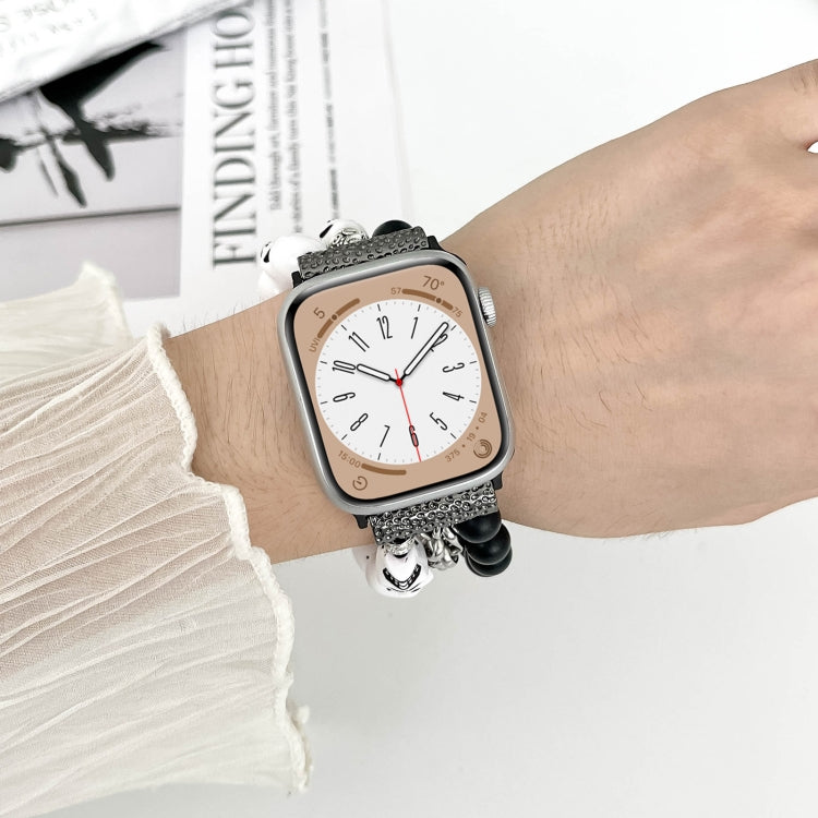 For Apple Watch SE 40mm Skull Beaded Watch Band(White) - free shipping - PMC TechLife - Order now!