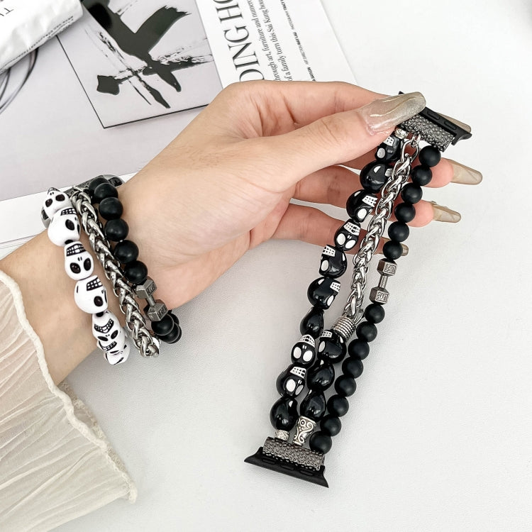 For Apple Watch Ultra 49mm Skull Beaded Watch Band(White) - Watch Bands by PMC TechLife | Online Shopping South Africa | PMC TechLife