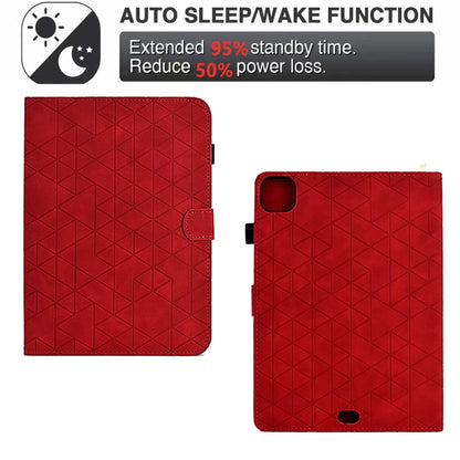 For iPad Pro 11 2024 Rhombus TPU Smart Leather Tablet Case(Red) - iPad Pro 11 2024 Cases by PMC Jewellery | Online Shopping South Africa | PMC Jewellery | Buy Now Pay Later Mobicred