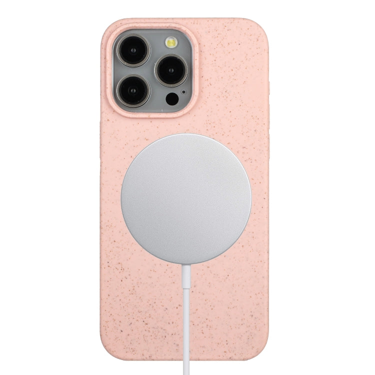 For iPhone 15 Pro Wheat MagSafe Magnetic Straw Material + TPU Phone Case(Pink) - free shipping - PMC TechLife - Order now!